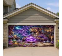 1,8 x 4 m Halloween Witch Great Pyrenees Dog Garage Door Banner Cover, Witchy Puppy Scary Tarocco Pattern Indoor Outdoor Wall Art Decalcomania Decorazione, Fotografia Spettrale Foto Sfondo Appeso