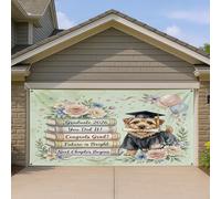 1,8 x 4 m Norfolk Terrier Dog Congrats Grad Garage Door Banner Cover, Laurea Libro Bagno Interno Esterno Wall Art Decalcomania Decor Class of 2026 Fotografia Foto Sfondo Appeso