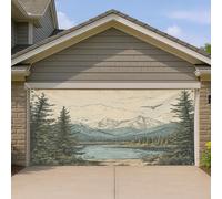 1,8 x 4 m Primavera Montagna Albero Garage Door Banner Cover, Natura Foresta Paesaggio Modello Interno Esterno Decorazione Della Decalcomania Decorazione Della Decalcomania di Scenario Fotografia