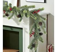 1,85 m/6 FT Christmas Garland, Faux Garland Greenery Vine, Green with Cone, Christmas Decoration for Fireplace, Stairs, Mantle, Window Indoor