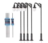 1/87 HO Scale Street Lights Treno Scenario Micro Paesaggio Architettura Modello Tipo 2 Nero 5 Pz