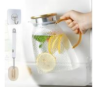 1,8L/63 oz Brocca di Vetro per Acqua, Brocca per Acqua in VEtro Borosilicato Alto, Brocca d'Acqua in VEtro per Tè Freddo, Caraffa di VETro per Acqua per Porta del Frigorifero (Modello di Martello)