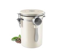 1,8L Barattolo Caffe Ermetico, Barattolo per Caffè con un Quadrante Della Data e Cucchiaio, Contenitore Ermetico Caffè, Adatto per Conservare tè, Frutta Secca, Cereali e Chicchi di Caffè (Bianco)