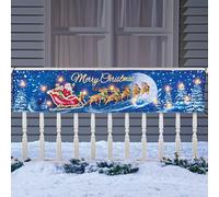 1.8m LED Illuminato " Buon Natale " Babbo Slitta IN Volo Veranda/Recinto Banner