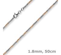 1,8mm Collier Catenina con Sfere Di 585 Oro Bianco Rosso Bicolore Collana, 50cm
