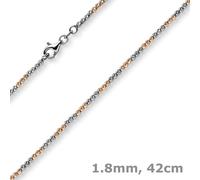 1,8mm Collier Catenina con Sfere Di 750 Oro Bianco Rosso Bicolore Collana, 42cm