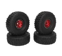 1.9 inch RC Crawler Tires & Wheels | 12 Hole Aluminum Hub for SCX10 1/10 | High Grip Rubber Tires for off - Road/Rock Crawling | 4PCS Set (Red)