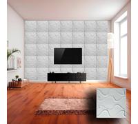 €1,99 Pannello in fibra naturale a parete 3D, rivestimento di lusso 3D 50X50cm BIANCO verniciabile CURVE