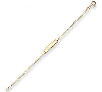 1,9mm Bracciale ID Catena Figaro Diamantata in Oro 585 Giallo 14cm