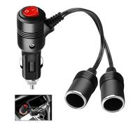 1 a 2 Doppia Presa Accendisigari Auto 12V/24V, Sdoppiatore Accendisigari Auto con Interruttore On/Off e Fusibile da 15A, Cavo di Prolunga 18AWG 1M per GPS, Dashcam, Caricabatterie USB da Auto