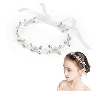 1 accessorio per capelli da damigella d'onore per damigella d'onore in argento per ragazze, accessori per capelli principessa con perline di cristallo per compleanno, festa, prima comunione