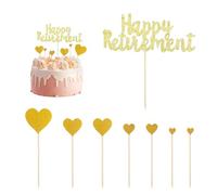 1 accessorio per torta in pensione, 7 inserti d'amore, decorazione per torta Happy Retirement, accessorio decorativo per torte, accessori per decorazioni per feste (oro)