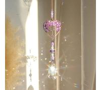 1 acchiappasole in cristallo, a forma di albero della vita, a forma di cuore, da appendere alla finestra, con luce di cristallo e ombra, per decorare giardini e cortili (viola)