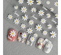 1 Adesivo per arte di unghie a tema floreale primaverile ed estivo, caratterizzato da una varietà di fiori in fiore, margherite e materiali floreali con rami, adatto per il fai-da-te di donne, ragazze