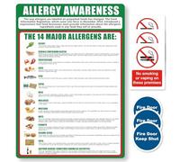 1 adesivo per sensibilizzazione sulle allergie alimentari, 3 vietato fumare o vapare su questi locali e 3 porte antincendio Keep Shut, adesivi in vinile autoadesivi opachi