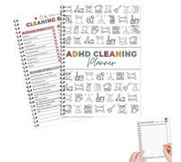 1 agenda per la pulizia ADHD, programma di pulizia della casa e gestione delle liste di controllo per agenda giornaliera, settimanale, mensile, modello modificabile (bianco)