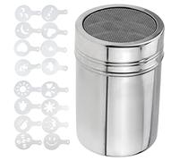 1 agitatore per sale e zucchero per farina in acciaio inossidabile, 16 stampi per caffè, setaccio per agitatore per caffè macinato, agitatore a maglia fine, adatto per pane, dessert