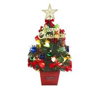 1 albero di Natale in miniatura con luci e ornamento per tavolo fatto a mano, decorazione per il desktop Adorment Party Forniture decorazioni per il santo interno