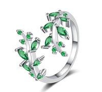 1. Anelli in rame fatti a mano con accenti di cristallo, leggeri gioielli dal design a ramo per l'eleganza quotidiana con foglie vintage da indossare tutti i giorni, Misura unica, come descritto, come