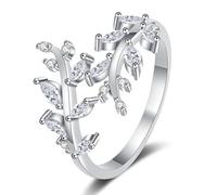 1. Anelli in rame fatti a mano con accenti di cristallo, leggeri gioielli dal design a ramo per l'eleganza quotidiana con foglie vintage da indossare tutti i giorni, Misura unica, come descritto, come