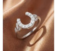 1 anello a forma di U a ferro di cavallo in argento con zirconia cubica, accessori versatili e temperamentali, tendenze della moda e bomboniere, regali per le donne