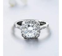 1 Anello con rettangolo di strass circondato da strass quadrati, anello classico per donna con corona scintillante, in argento, gioiello vintage e accessorio per dita, adatto come regalo 7,5,9,6,8,Arg