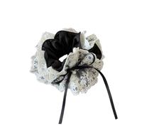 1 anello for capelli in pizzo a quattro strati con fiocco dolce, fiore delicato for la testa a fascia(1pc black lace bow)