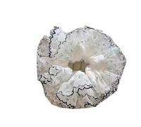 1 anello for capelli in pizzo floreale for intestino crasso, temperamento, palline dolci e copricapo floreale for coda di cavallo Per Capelli Spessi E Lunghi(1pc blue edge)