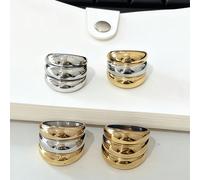 1 Anello in acciaio inossidabile di stile minimalista esagerato con più cerchi alla moda, in acciaio al titanio a tre cerchi colorati, placcato in oro 18K, impermeabile e resistente allo sbiadimento, 