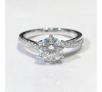 1 anello in argento 925 con moissanite sintetica in argento da 1 ct, anello a sei griffe, regalo di fidanzamento, regalo di festa, gioielli raffinati, tendenze della moda