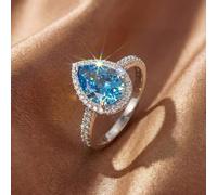 1 anello in argento a forma di goccia d'acqua con zirconi cubici, per donne, accessori versatili e alla moda, per le prime tendenze della moda e bomboniere, regali per le donne