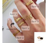 1 Anello personalizzato con nome per donna e uomo, anello regolabile in acciaio inossidabile placcato oro, regalo di gioielleria per lei, mamma, damigella, stile vintage, elegante, adatto per Natale, 
