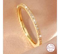 1 Anello Singolo Con Fila Di Strass Per Donne In Argento Sterling S925, Anello Di Lusso Per Gioielli Di Alta Gamma Regalo Per Ragazze Decorazione Per Feste Di Matrimonio Anello Di Promessa Anello Di F