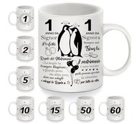 1 Anno da Signor Perfetto 1 Anno da Signora Sempre nel Giusto Tazza anniversario per coppie Donne Uomini Moglie Marito 1 anno di matrimonio Regalo 1° anniversario Regalo Tazzine da Caffè(1)