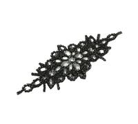 1 applique con base argentata trasparente, colore trasparente, per abito da sposa fai da te, da sera, ballo di fine anno, cucito su strass (blu)