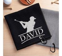 1 Asciugamano da golf personalizzato ricamato, asciugamano da golf con lettera, asciugamano da golf personalizzato, regalo per testimone di nozze, regalo per la festa del papà, regalo di Natale, asciu