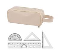 1 Astuccio A Doppio Strato E 1 Set Di Righelli, Borsa Grande Per Cancelleria, Astuccio Per Studenti, Materiale Scolastico, Borsa Semplice Per Cancelleria