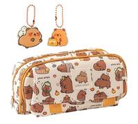 1 Astuccio Capibara, 2 Pendenti Capibara, Simpatico Astuccio Per Animali, Astuccio Multistrato Con Cerniera, Custodia Per Materiale Scolastico, Custodia Multiuso