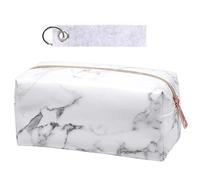 1 astuccio in marmo bianco, 1 portachiavi in feltro grigio chiaro, astuccio, astuccio per penne, astuccio impermeabile, cancelleria alla moda, borsa cosmetica da donna, borsa cosmetica, bianco,