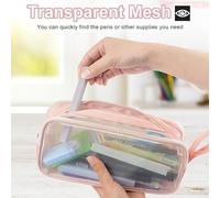 1 Astuccio In Rete Rosa, 4 Spille E 2 Carte Per Appunti Per Animali, Borsa Per Cancelleria Visiva Multifunzionale, Borsa Cosmetica Creativa A Doppio Strato, Simpatico Badge Acrilico.