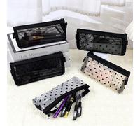 1 Astuccio in rete trasparente per matite e pennelli trucco, con grande capacità, ideale come necessaire da viaggio, borsetta cosmetica, organizer da bagno, da camera da letto, idea regalo per mamme,