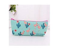 1 astuccio in tela con fenicottero carino per cancelleria, astuccio per penne Kawaii, idea regalo, per scuola e ufficio, colore verde