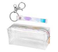 1 astuccio laser trasparente con 1 cordino bianco laser, beauty case trasparente, beauty case da viaggio, trasparente, no