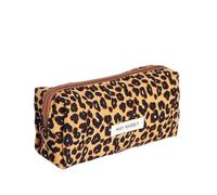 1 Astuccio Marrone Con Stampa Leopardata E 1 Portachiavi Con Stampa Leopardata, Set Di Cancelleria Alla Moda, Astuccio Semplice Letterario E Artistico.