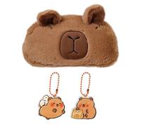 1 Astuccio Per Animali Di Peluche E 2 Portachiavi, Simpatico Astuccio Per Cancelleria Con Cerniera, Astuccio Morbido Per Cartoni Animati, Custodia Per Studenti.