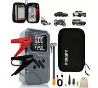 1 Avviatore di emergenza per auto a 8V con compressore d'aria - Accessori auto: Avviatore portatile per auto, Avviatore di emergenza per batteria auto, Power Bank, Caricabatterie per auto, con compres