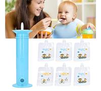 1 Baby Food Pouch Maker con 6 sacchetti, riutilizzabile Food Pouch Maker, Fruit Squeeze Puree Filler per alimenti biologici fatti in casa, snack per bambini(Blu)