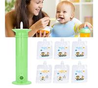 1 Baby Food Pouch Maker con 6 sacchetti, riutilizzabile Food Pouch Maker, Fruit Squeeze Puree Filler per alimenti biologici fatti in casa, snack per bambini(Verde)