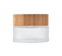 1 barattolo rotondo in vetro trasparente trasparente trasparente da 100 g, 100 ml, per cosmetici, con coperchio interno in bambù naturale e per crema corpo, balsamo ecc., Traslucido., 50G/1.7oz,