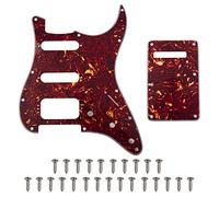 1 battipenna Yootones a 11 fori ad angolo rotondo Strat HSS per chitarra, set con viti per battipenna, compatibile con pickup aperto con montaggio Stratocaster USA/messicano (guscio di tartaruga rossa